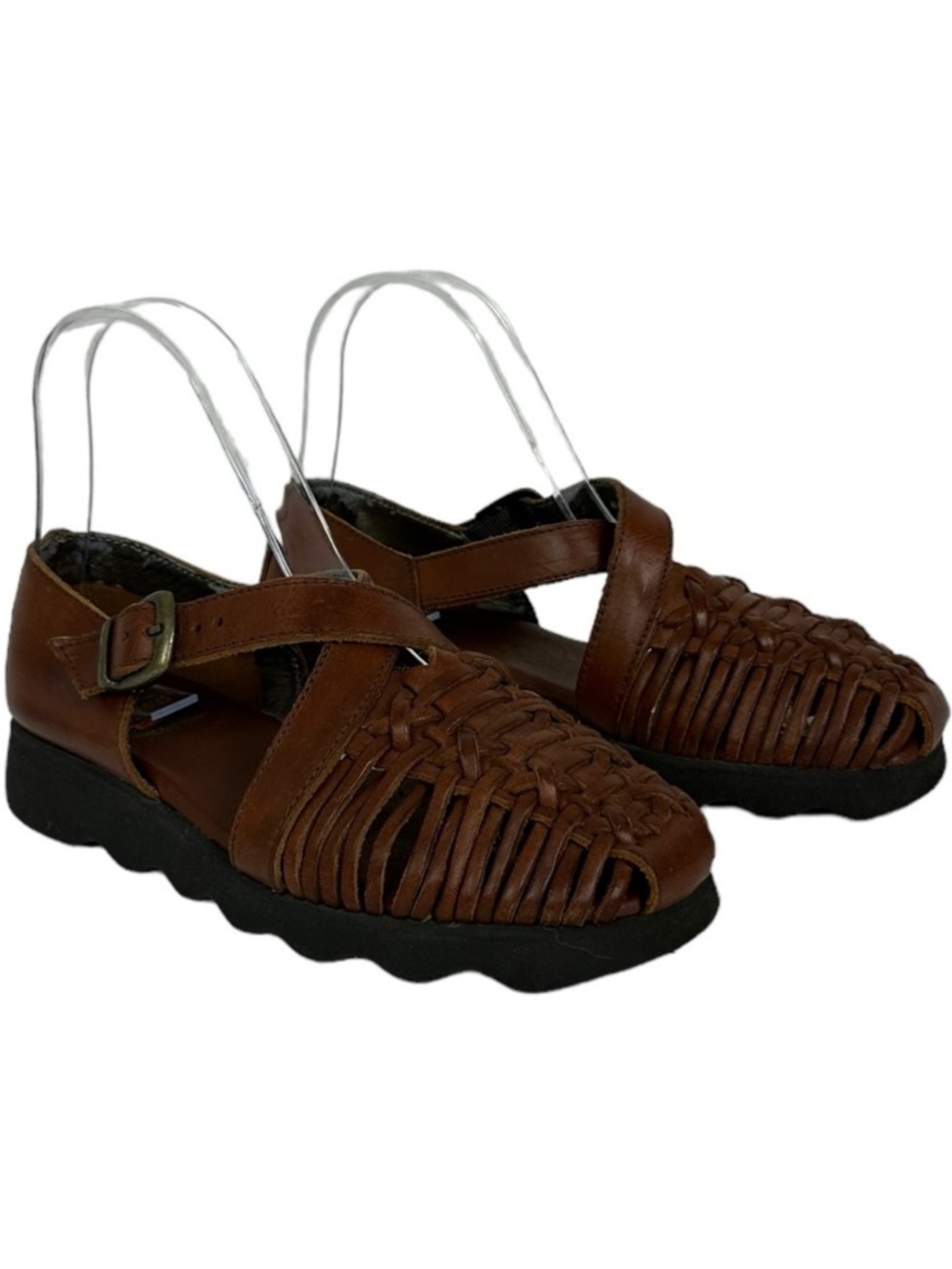 Aerosoles Brown Huarache Fisherman Sandals Size 5.5 B Buckle Boho Braided Shoes